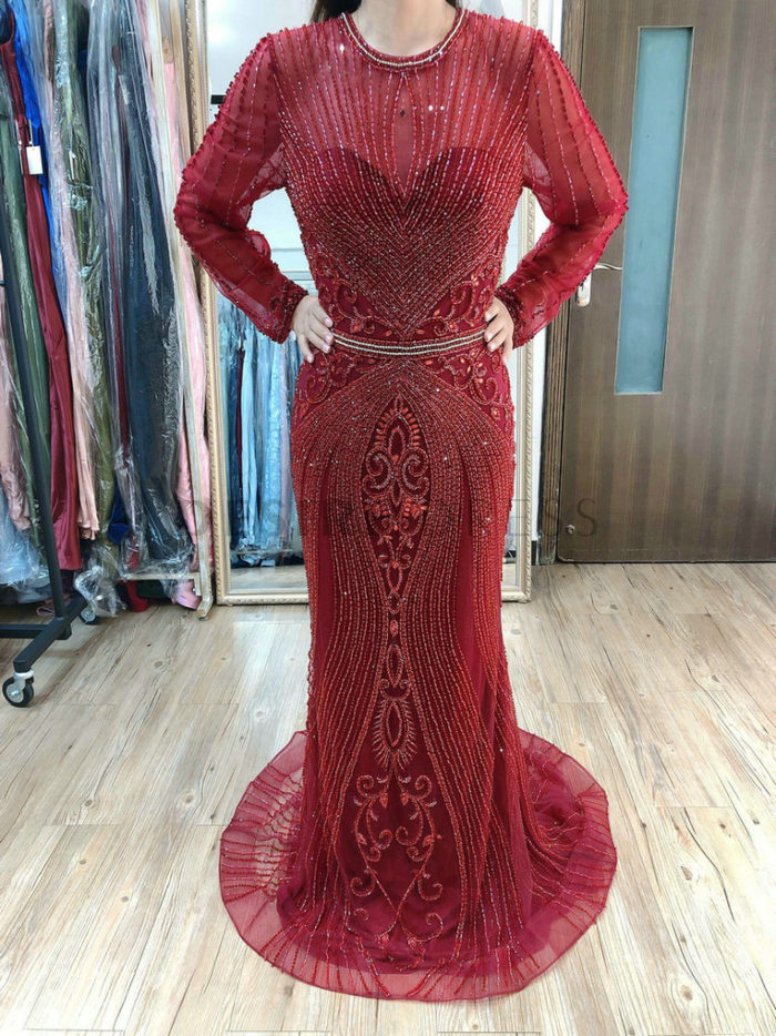 Best-Selling-Key-Hole-Long-Sleeve-Bodice-Couture-Evening-Dresses-DKN1950B-7