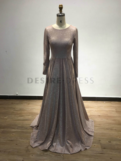 Cheap-High-Neck-Metallic-Long-Sleeve-Mother-Of-The-Brides-Dresses-GNA001-3