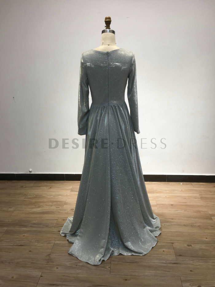 Cheap-High-Neck-Metallic-Long-Sleeve-Mother-Of-The-Brides-Dresses-GNA001-4