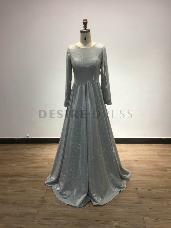 Cheap-High-Neck-Metallic-Long-Sleeve-Mother-Of-The-Brides-Dresses-GNA001-5