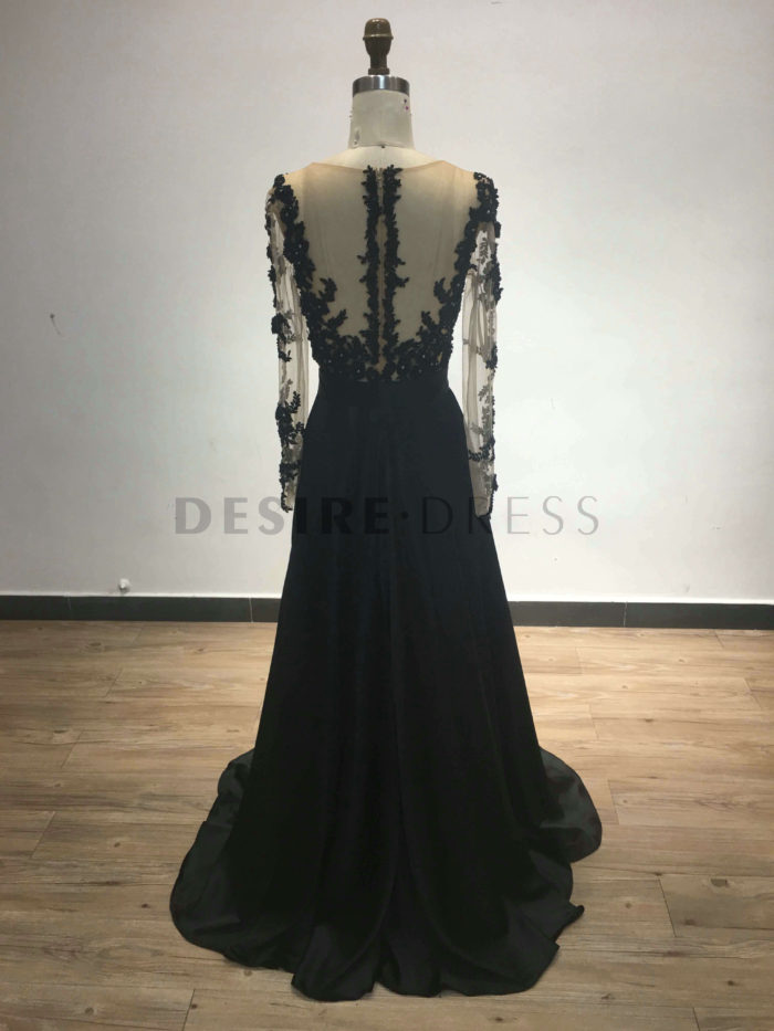 Dramatic-Sheer-Neck-Lace-Embellished-Fitted-Mermaid-Dress-With-Removable-Overskirt-IRA126-SATIN-1