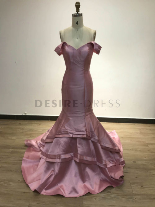 Pink-Beautiful-Off-Shoulder-Mikado-Mermaid-Prom-Dresses-UAN008-1