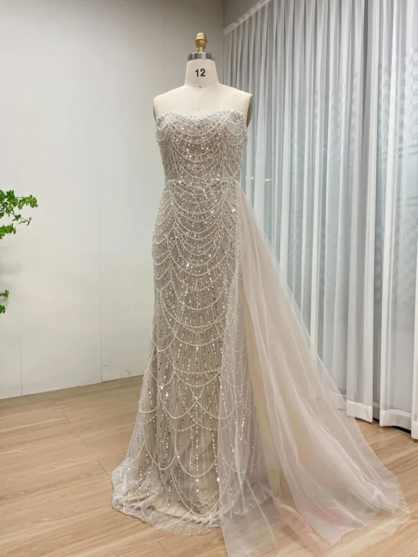 Glamorous Beaded Sweetheart Wedding Gown With Flowing Train MY30110-L