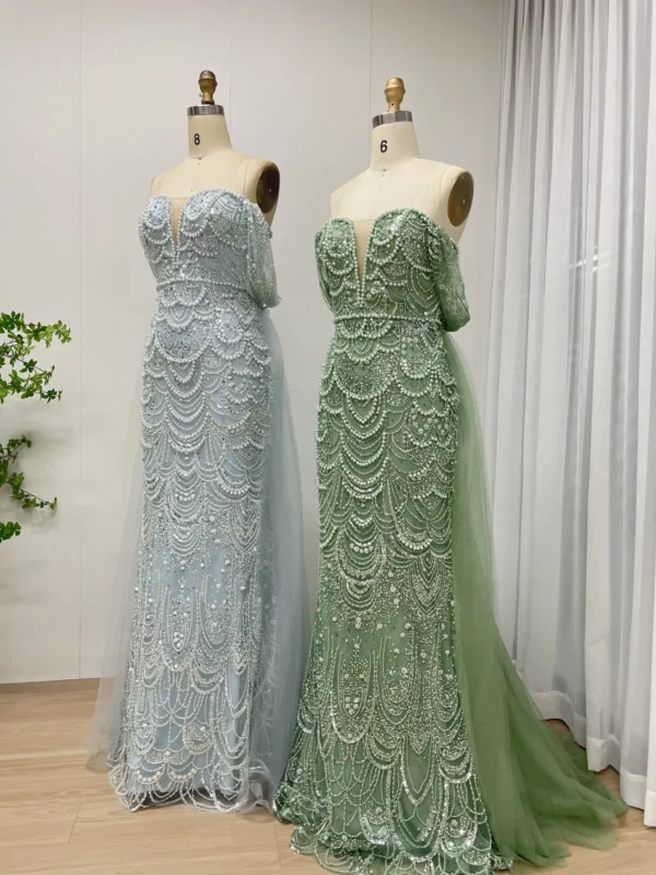 Beaded Mermaid Gown with Off-the-Shoulder Detail and Detachable Train MY30068-2 - 图片 12