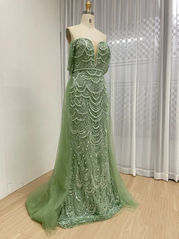Beaded Mermaid Gown with Off-the-Shoulder Detail and Detachable Train MY30068-2 - 图片 10