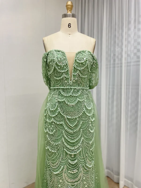 Beaded Mermaid Gown with Off-the-Shoulder Detail and Detachable Train MY30068-2 - 图片 8