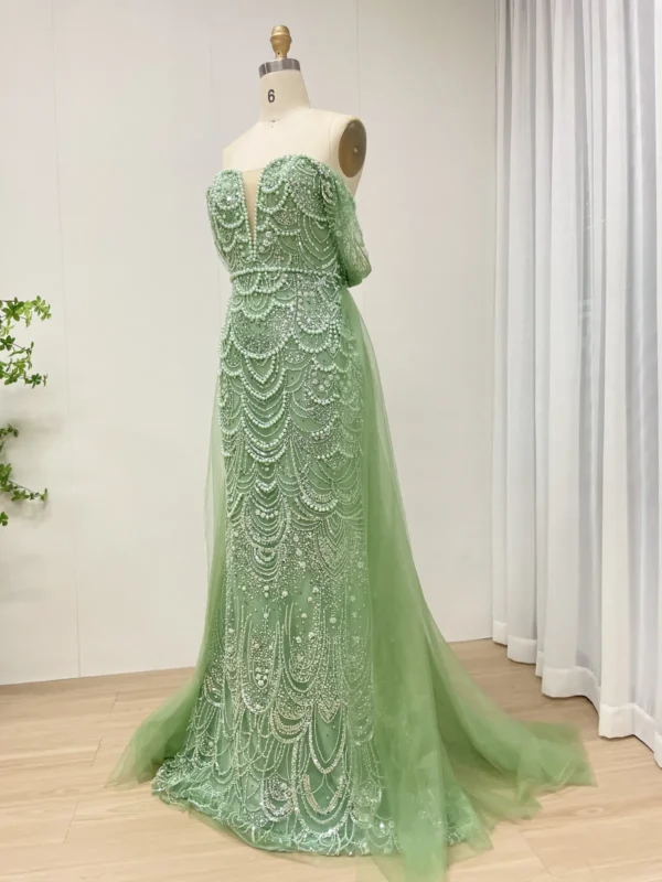 Beaded Mermaid Gown with Off-the-Shoulder Detail and Detachable Train MY30068-2 - 图片 9