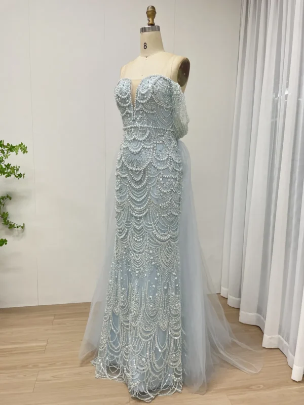 Beaded Mermaid Gown with Off-the-Shoulder Detail and Detachable Train MY30068-2 - 图片 14