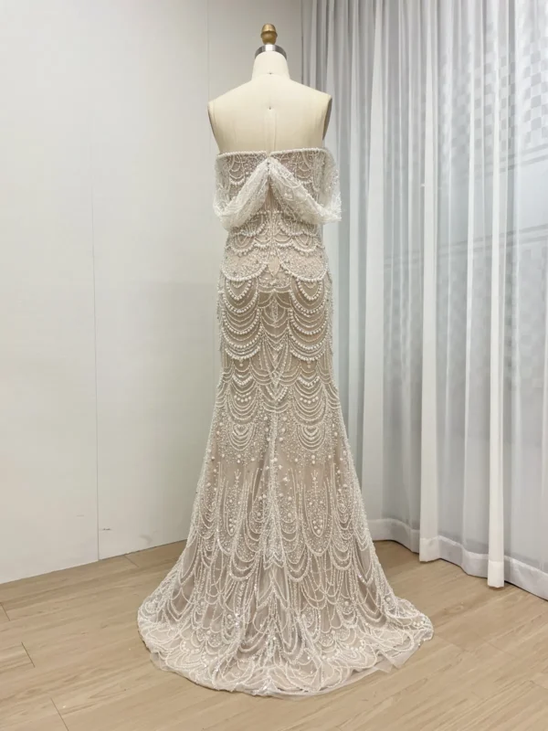 Beaded Mermaid Gown with Off-the-Shoulder Detail and Detachable Train MY30068-2 - 图片 6