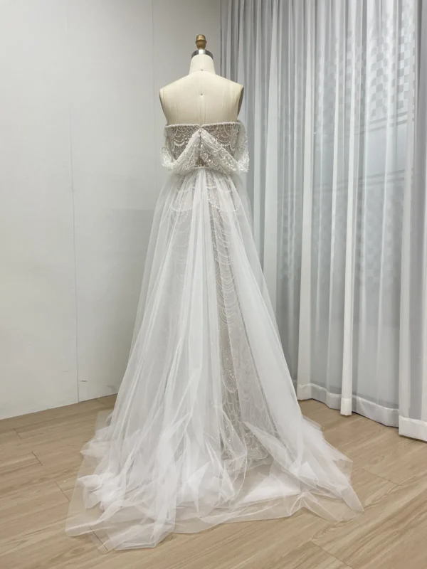 Beaded Mermaid Gown with Off-the-Shoulder Detail and Detachable Train MY30068-2 - 图片 3