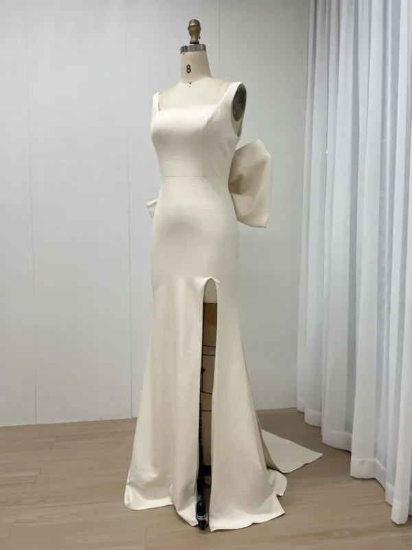 Dramatic Satin Mermaid Gown with Oversized Bow and Side Slit MY30132 - 图片 3