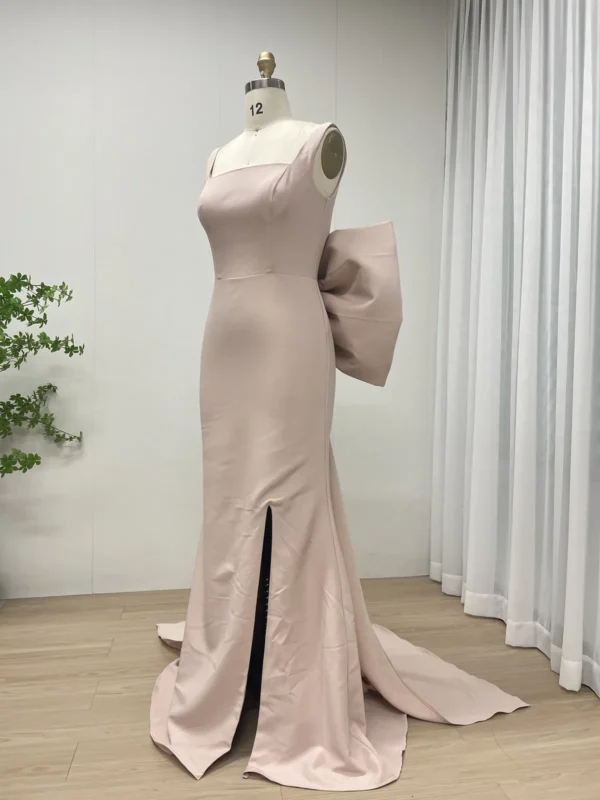 Dramatic Satin Mermaid Gown with Oversized Bow and Side Slit MY30132 - 图片 6