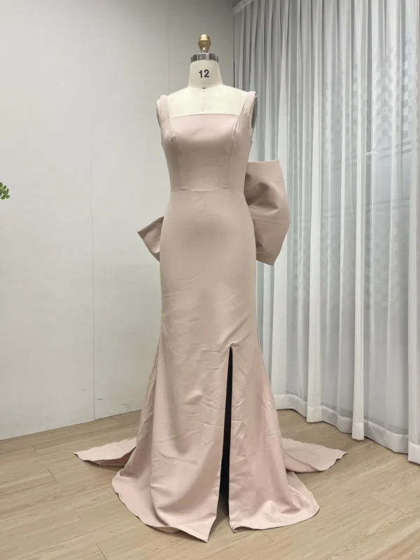 Dramatic Satin Mermaid Gown with Oversized Bow and Side Slit MY30132 - 图片 5