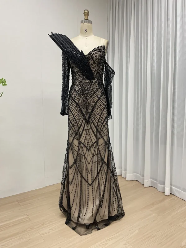 Glamorous Beaded Mermaid Gown with Asymmetrical Draped Shoulder Detail MY30139 - 图片 16