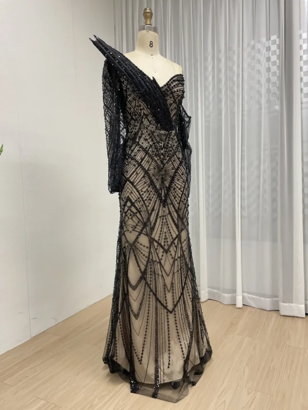 Glamorous Beaded Mermaid Gown with Asymmetrical Draped Shoulder Detail MY30139 - 图片 18