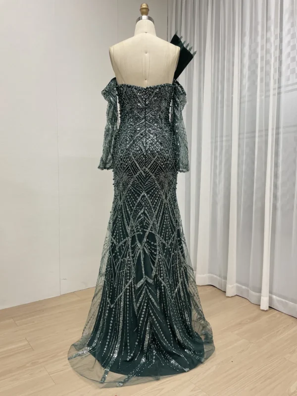 Glamorous Beaded Mermaid Gown with Asymmetrical Draped Shoulder Detail MY30139 - 图片 15