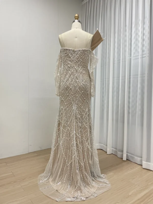 Glamorous Beaded Mermaid Gown with Asymmetrical Draped Shoulder Detail MY30139 - 图片 4
