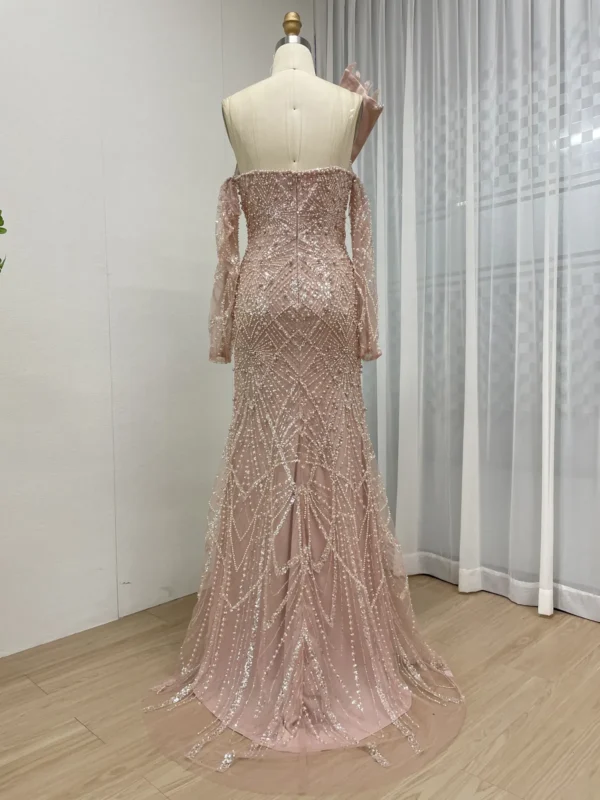 Glamorous Beaded Mermaid Gown with Asymmetrical Draped Shoulder Detail MY30139 - 图片 8