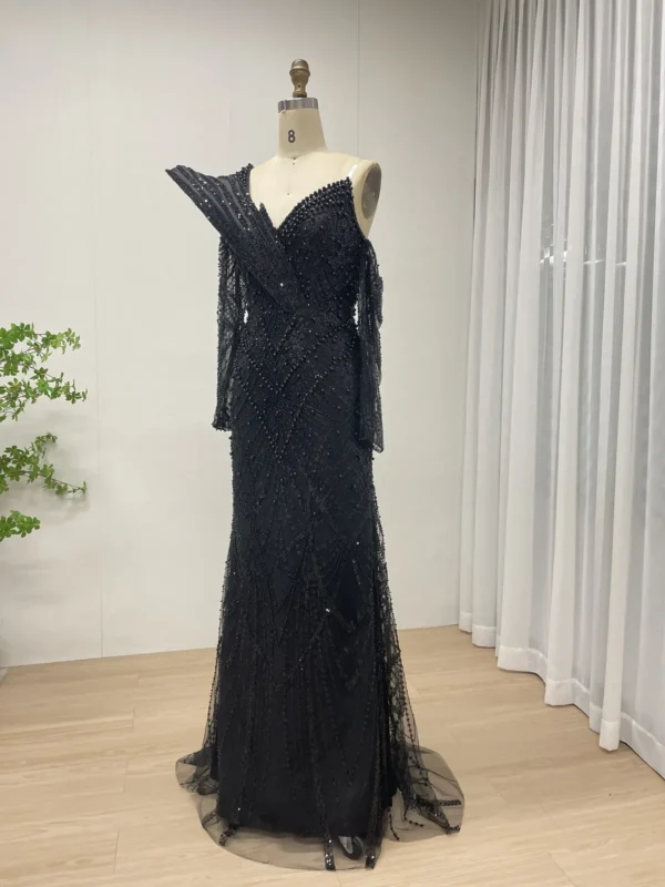 Glamorous Beaded Mermaid Gown with Asymmetrical Draped Shoulder Detail MY30139 - 图片 11