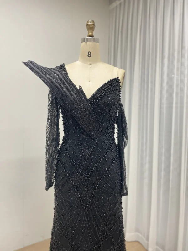 Glamorous Beaded Mermaid Gown with Asymmetrical Draped Shoulder Detail MY30139 - 图片 10