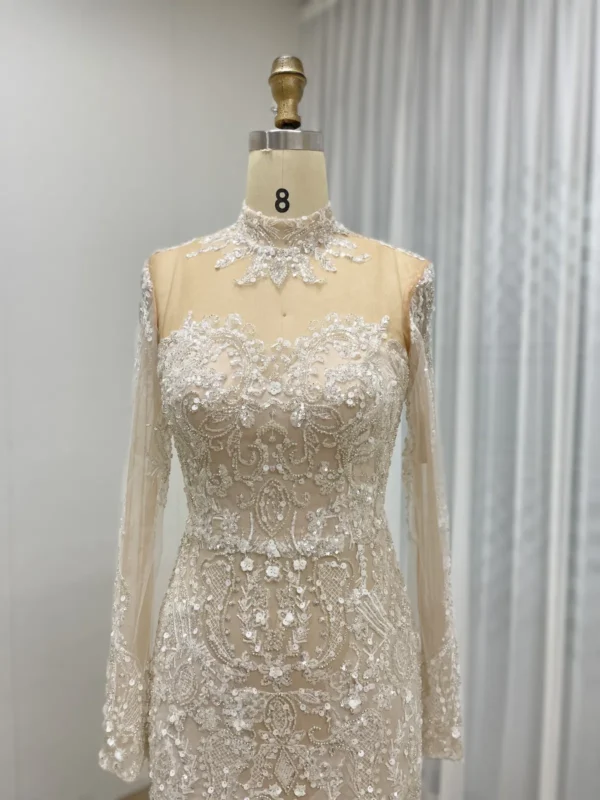 Intricate Beaded Mermaid Gown with Illusion Long Sleeves MY30127 - 图片 2