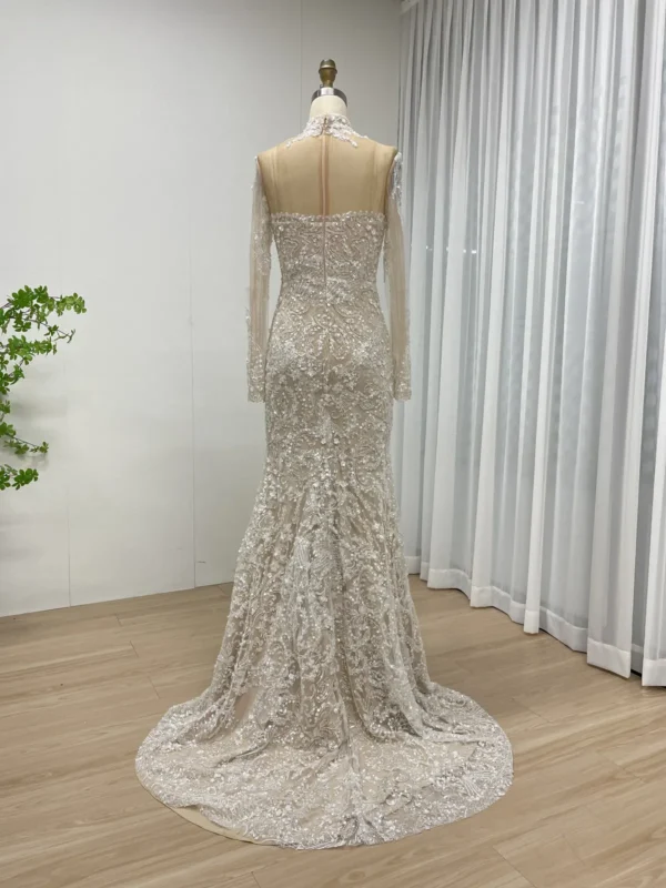 Intricate Beaded Mermaid Gown with Illusion Long Sleeves MY30127 - 图片 4