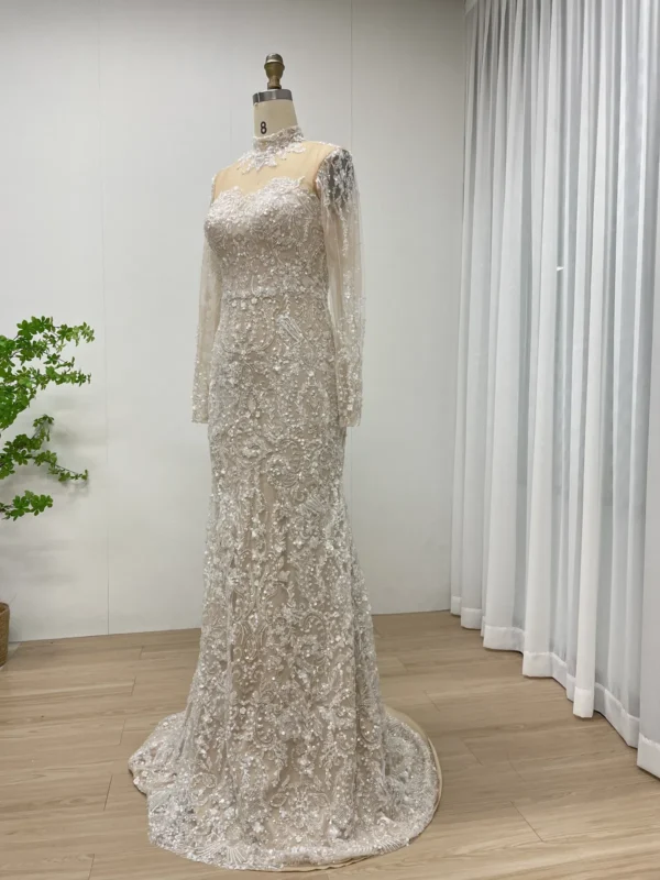 Intricate Beaded Mermaid Gown with Illusion Long Sleeves MY30127 - 图片 3