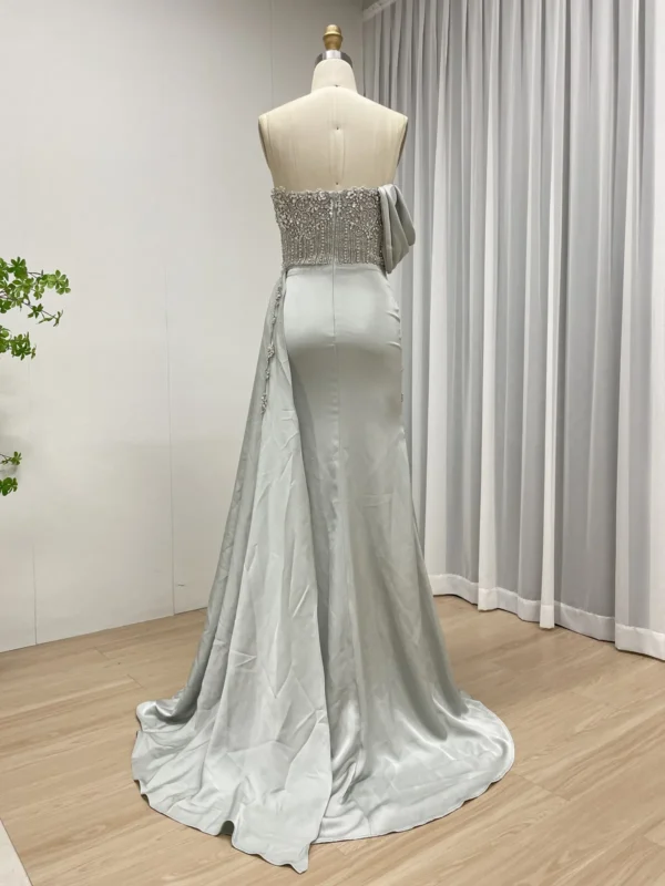 Glamorous Beaded & Satin Asymmetrical Gown With High Slit MY30050-2 - 图片 6