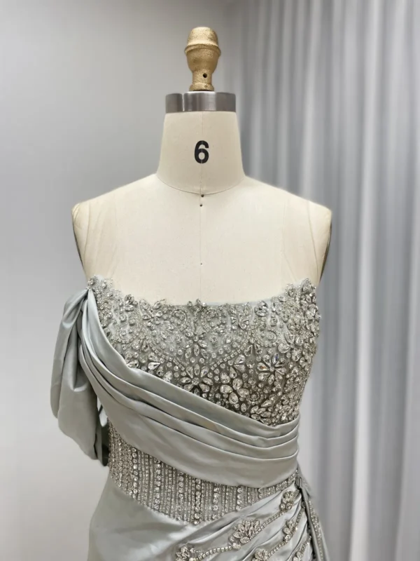 Glamorous Beaded & Satin Asymmetrical Gown With High Slit MY30050-2 - 图片 5