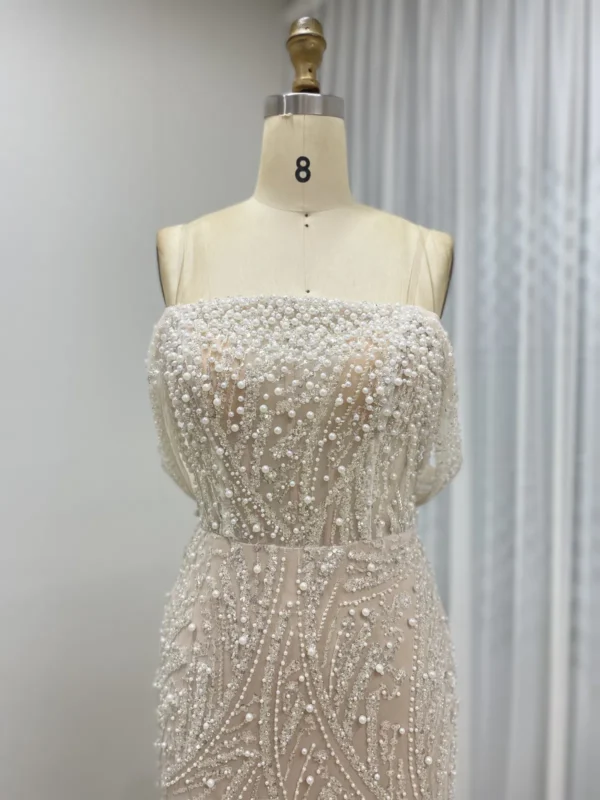 Strapless Beaded Mermaid Gown With Layered Draped Bodice MY30140 - 图片 4