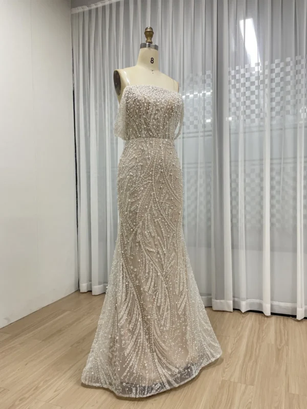 Strapless Beaded Mermaid Gown With Layered Draped Bodice MY30140 - 图片 5
