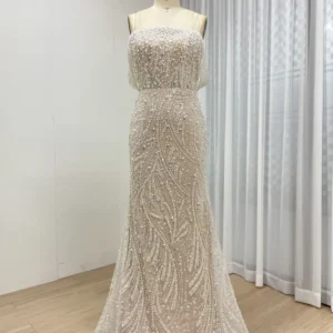 Strapless Beaded Mermaid Gown With Layered Draped Bodice MY30140