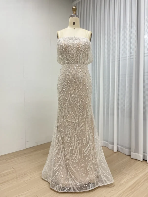 Strapless Beaded Mermaid Gown With Layered Draped Bodice MY30140
