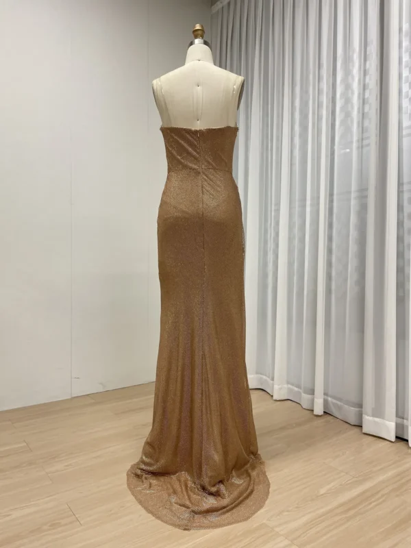 Glamorous Gold Glitter Strapless Gown with High Side Slit MY30145 - 图片 5