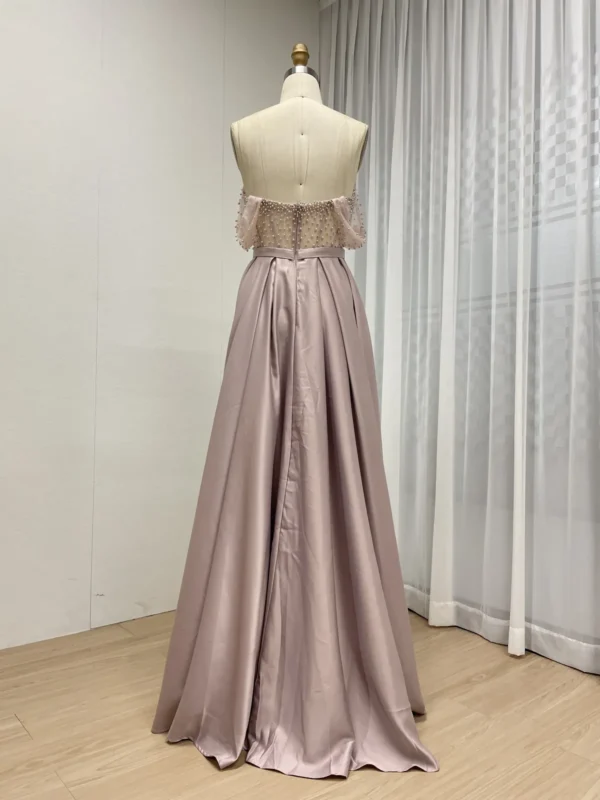 Blush Beaded Mermaid Gown With Draped Off The Shoulder Bodice MY30150 - 图片 4