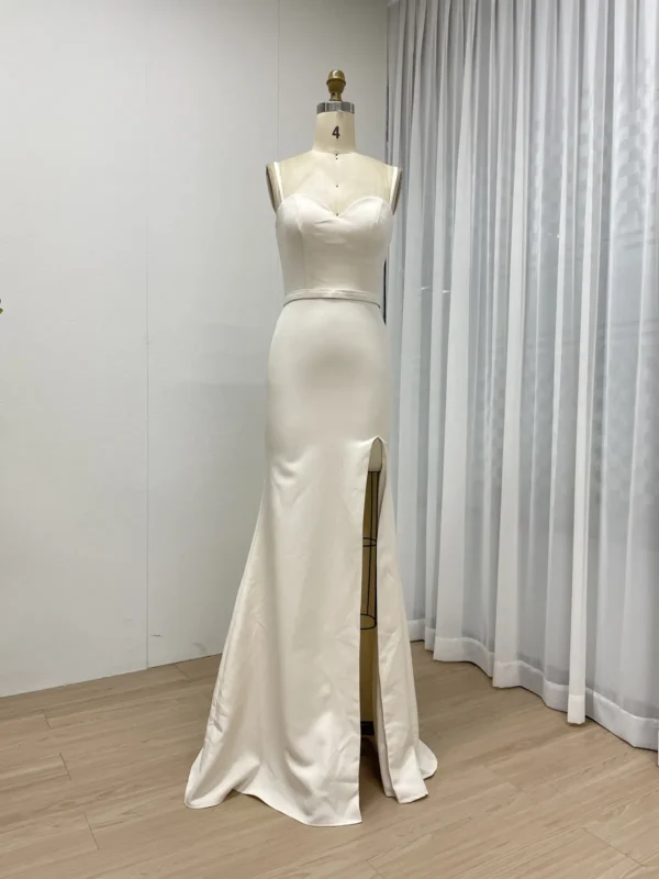 Modern Satin Mermaid Gown with High Slit and Dramatic Back Bow MY30132-2 - 图片 2