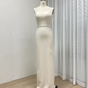 Sophisticated Satin Column Gown with Detachable Oversized Bow and Train MY30132-3