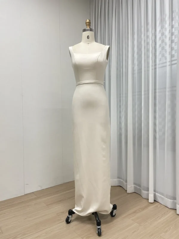 Sophisticated Satin Column Gown with Detachable Oversized Bow and Train MY30132-3