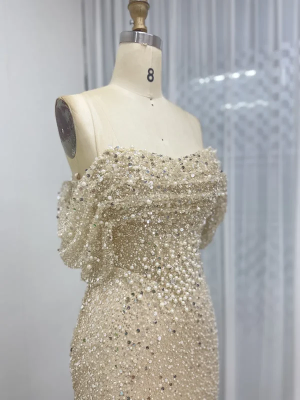 Sparkling Sequin Sheath Evening Dress with Delicate Off-Shoulder Overlay MY30100-2 - 图片 5