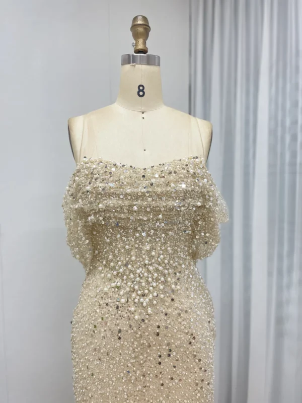 Sparkling Sequin Sheath Evening Dress with Delicate Off-Shoulder Overlay MY30100-2 - 图片 3