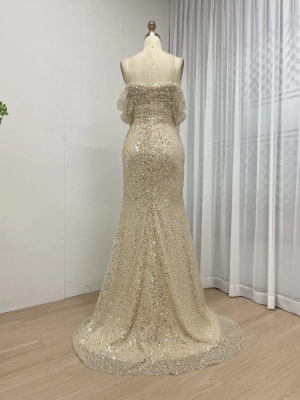 Sparkling Sequin Sheath Evening Dress with Delicate Off-Shoulder Overlay MY30100-2 - 图片 7