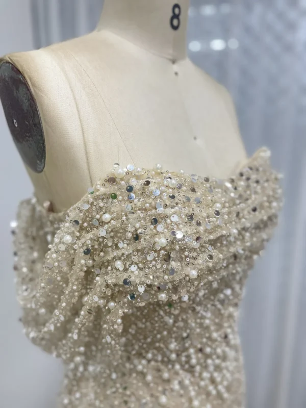 Sparkling Sequin Sheath Evening Dress with Delicate Off-Shoulder Overlay MY30100-2 - 图片 6