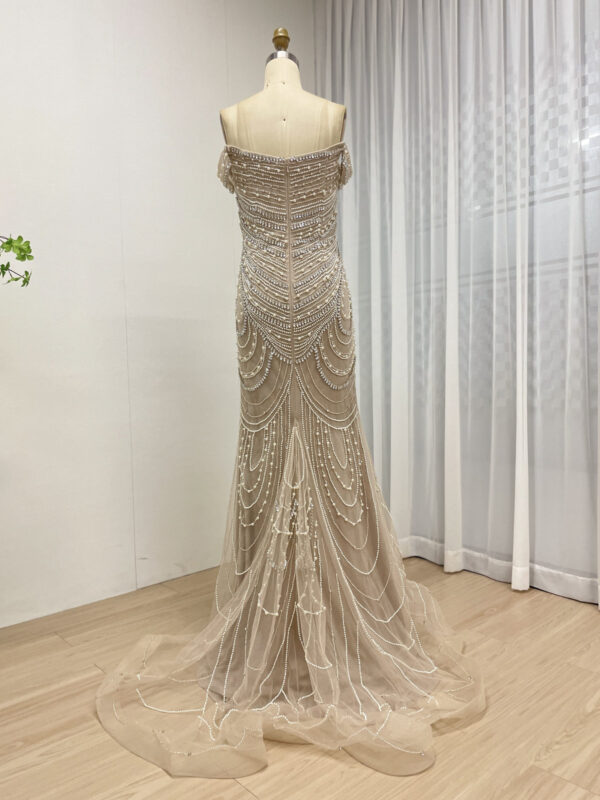 Off Shoulder Beaded Elegance Tulle Dress MB40209-2 - 图片 4