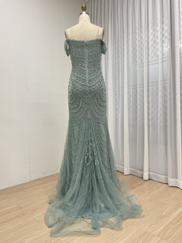 Off Shoulder Beaded Elegance Tulle Dress MB40209-2 - 图片 7