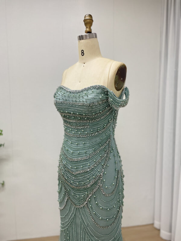 Off Shoulder Beaded Elegance Tulle Dress MB40209-2 - 图片 6