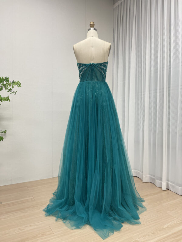 Vibrant Fuchsia A-Line Gown with Beaded Bodice & Tulle Skirt MB40302 - 图片 7