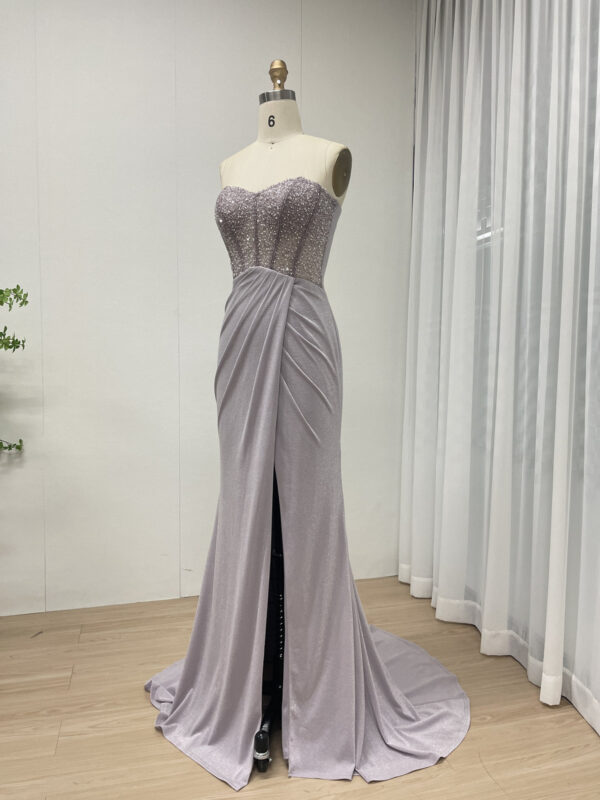 Glamorous Blush Gown With Beaded Bodice And Draped Skirt MB40308 - 图片 2