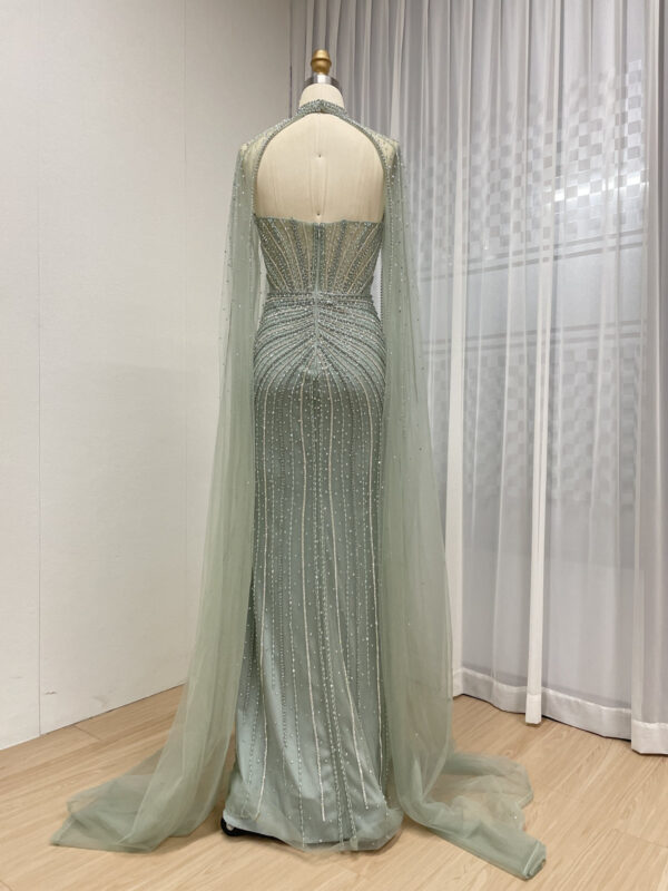 Emerald Elegance Enchanted Evening Gown With Removable Cape MB40365C - 图片 6
