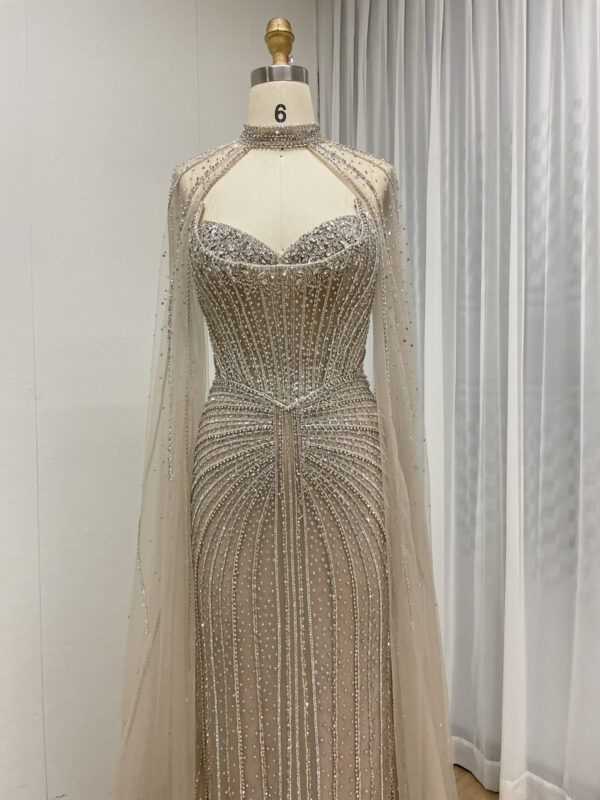 Emerald Elegance Enchanted Evening Gown With Removable Cape MB40365C - 图片 18