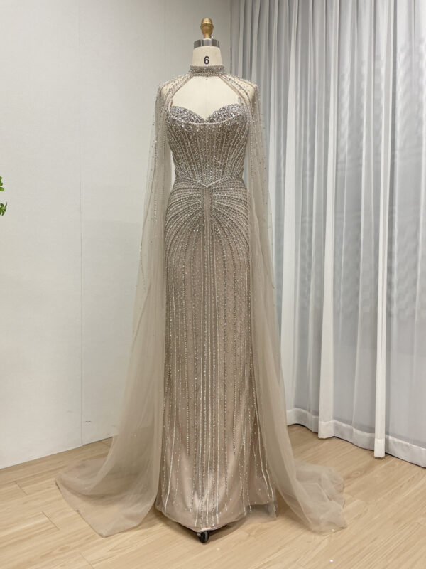 Emerald Elegance Enchanted Evening Gown With Removable Cape MB40365C - 图片 14